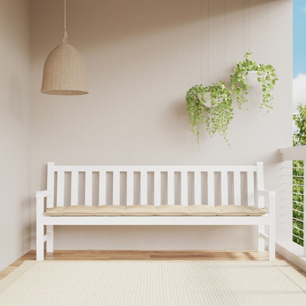 Garden Bench Cushion Beige Oxford fabric (100% polyester). Picture 1