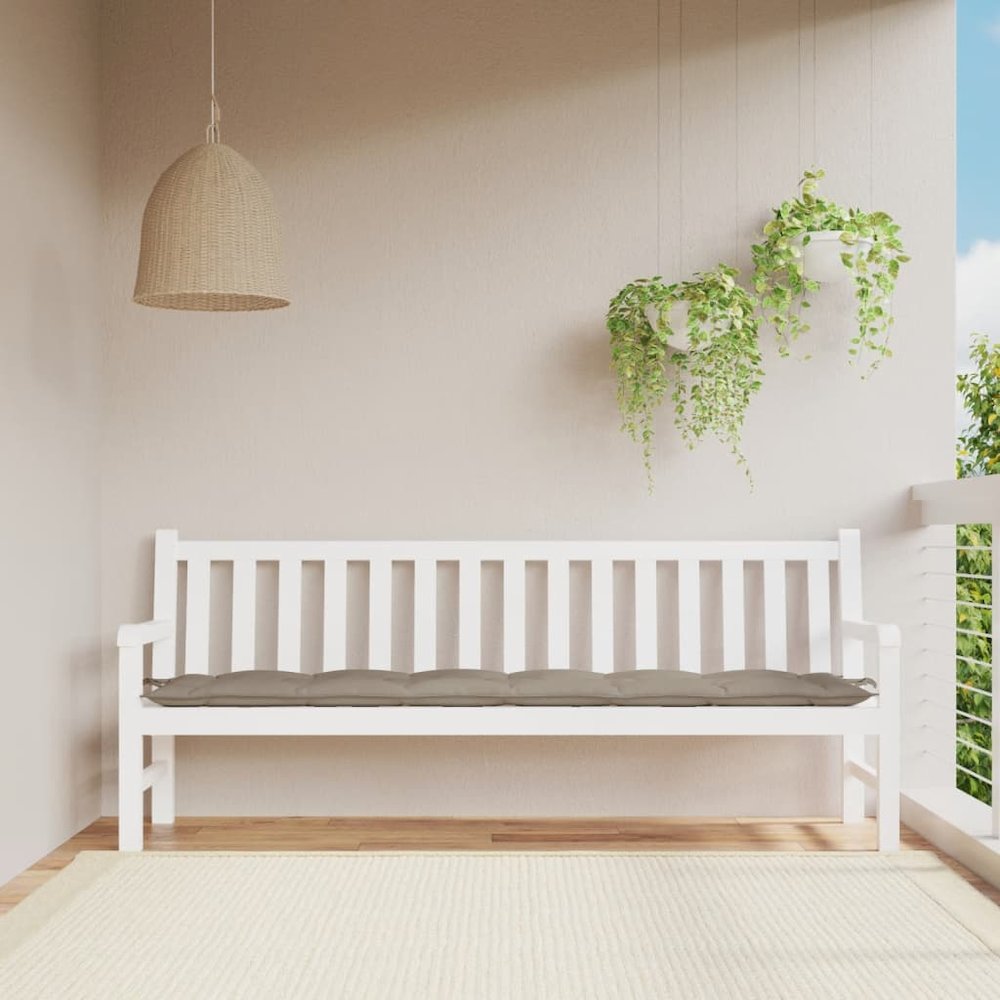 Garden Bench Cushion Taupe Oxford fabric with hollow fiber filling. Picture 1