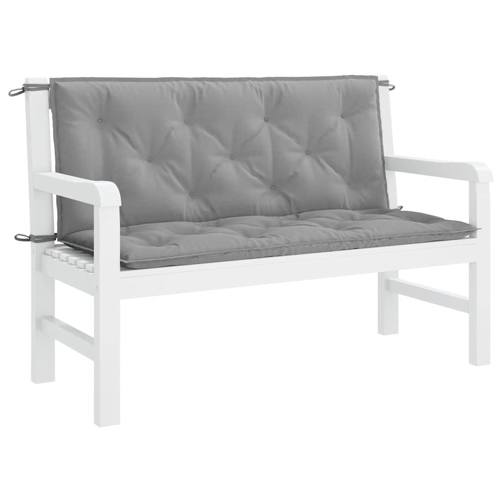 Garden Bench Cushion Set of 2 Gray Oxford fabric (100% polyester). Picture 5