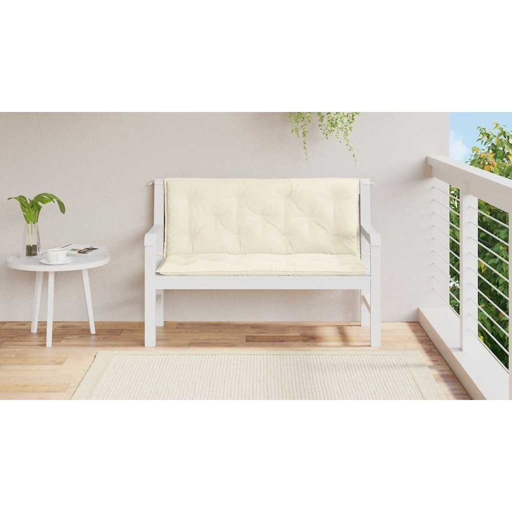 Garden Bench Cushion Set of 2 Cream White. Picture 3