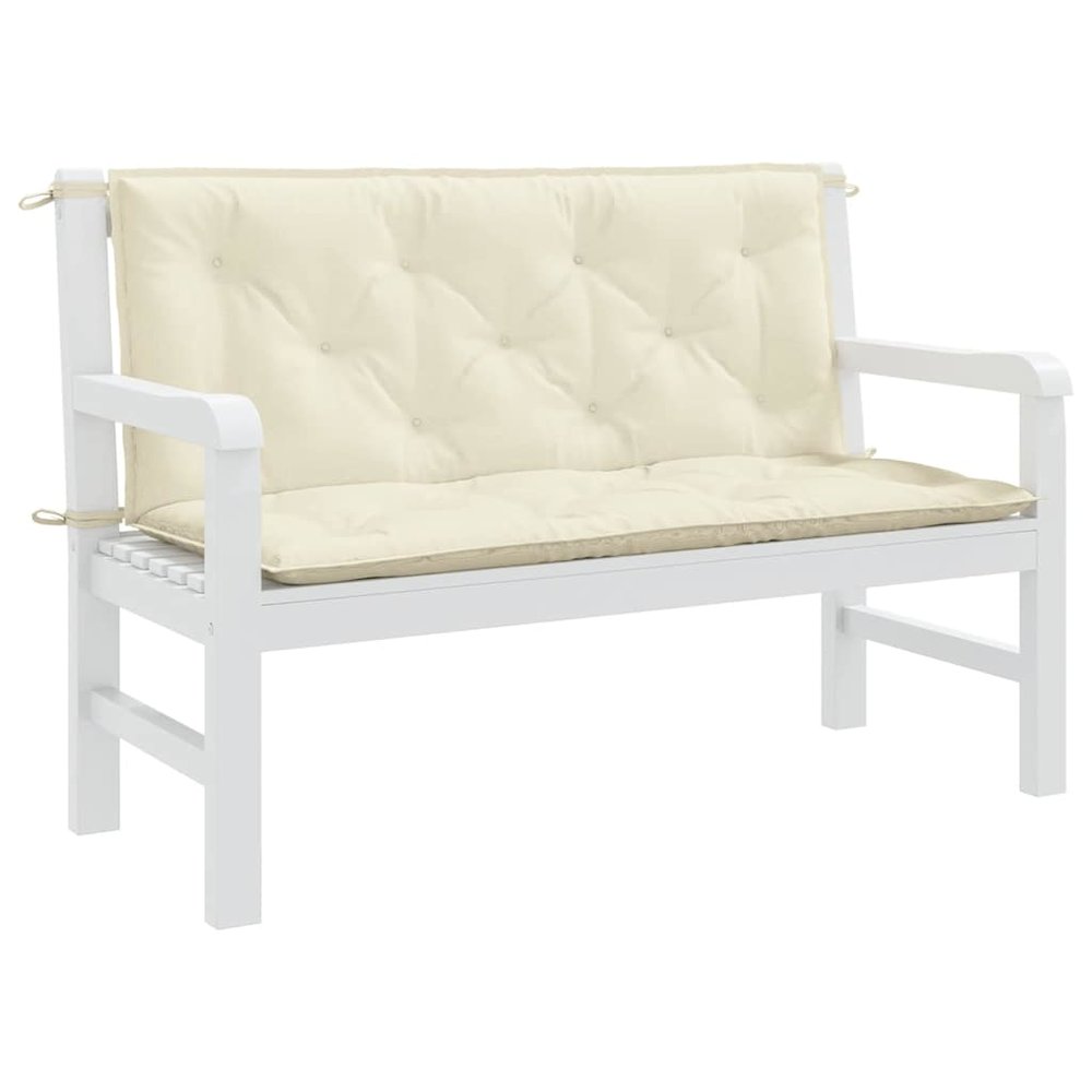 Garden Bench Cushion Set of 2 Cream White. Picture 5