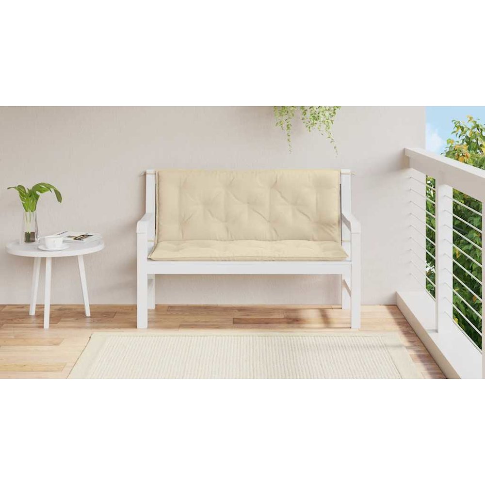 Garden Bench Cushion Set of 2 Beige Oxford fabric (100% polyester). Picture 3