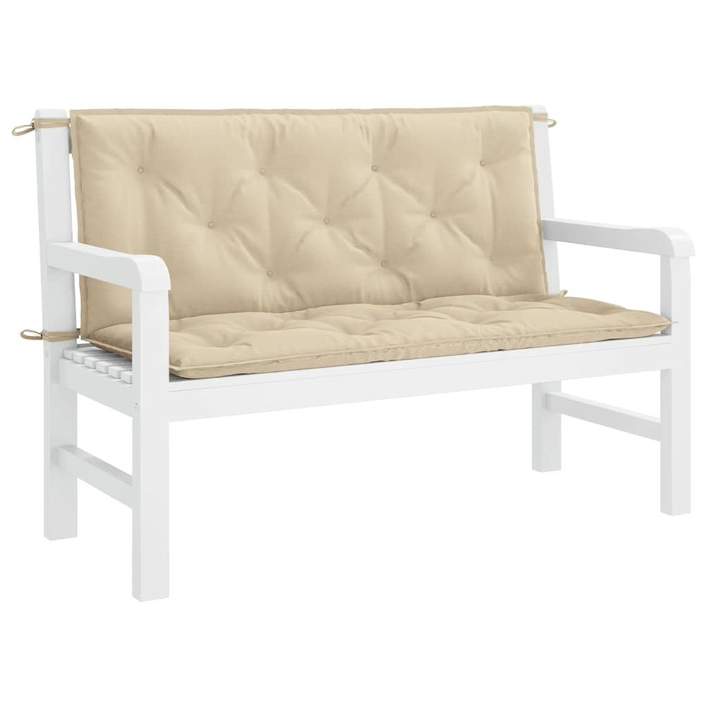 Garden Bench Cushion Set of 2 Beige Oxford fabric (100% polyester). Picture 5