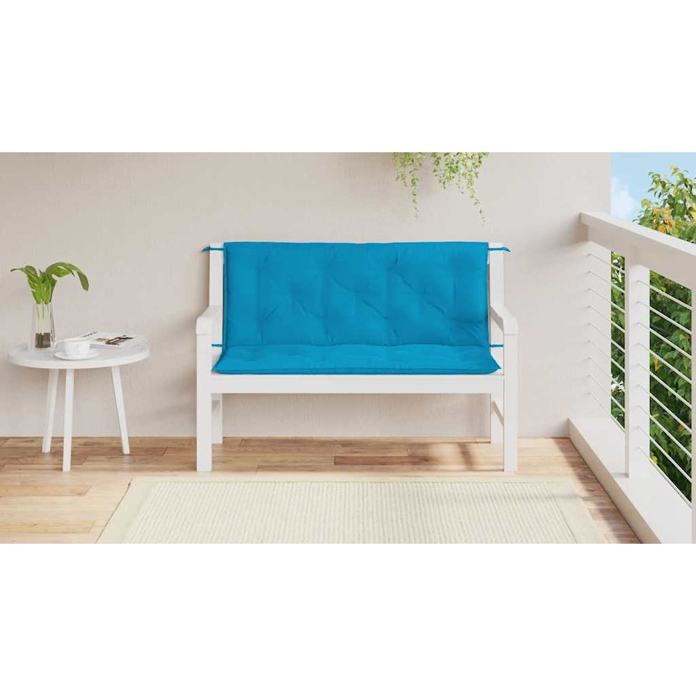 Garden Bench Cushion Set of 2 Light blue. Picture 3