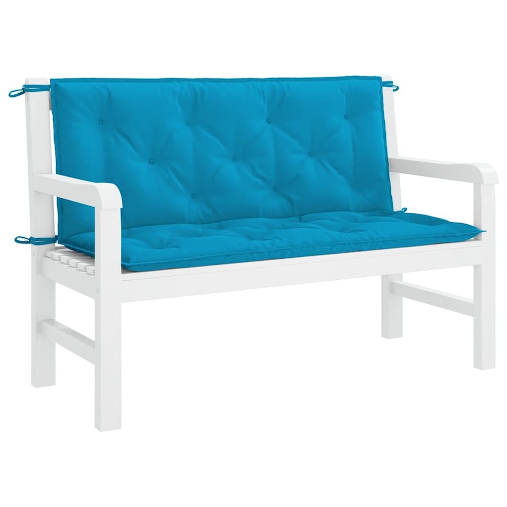 Garden Bench Cushion Set of 2 Light blue. Picture 5