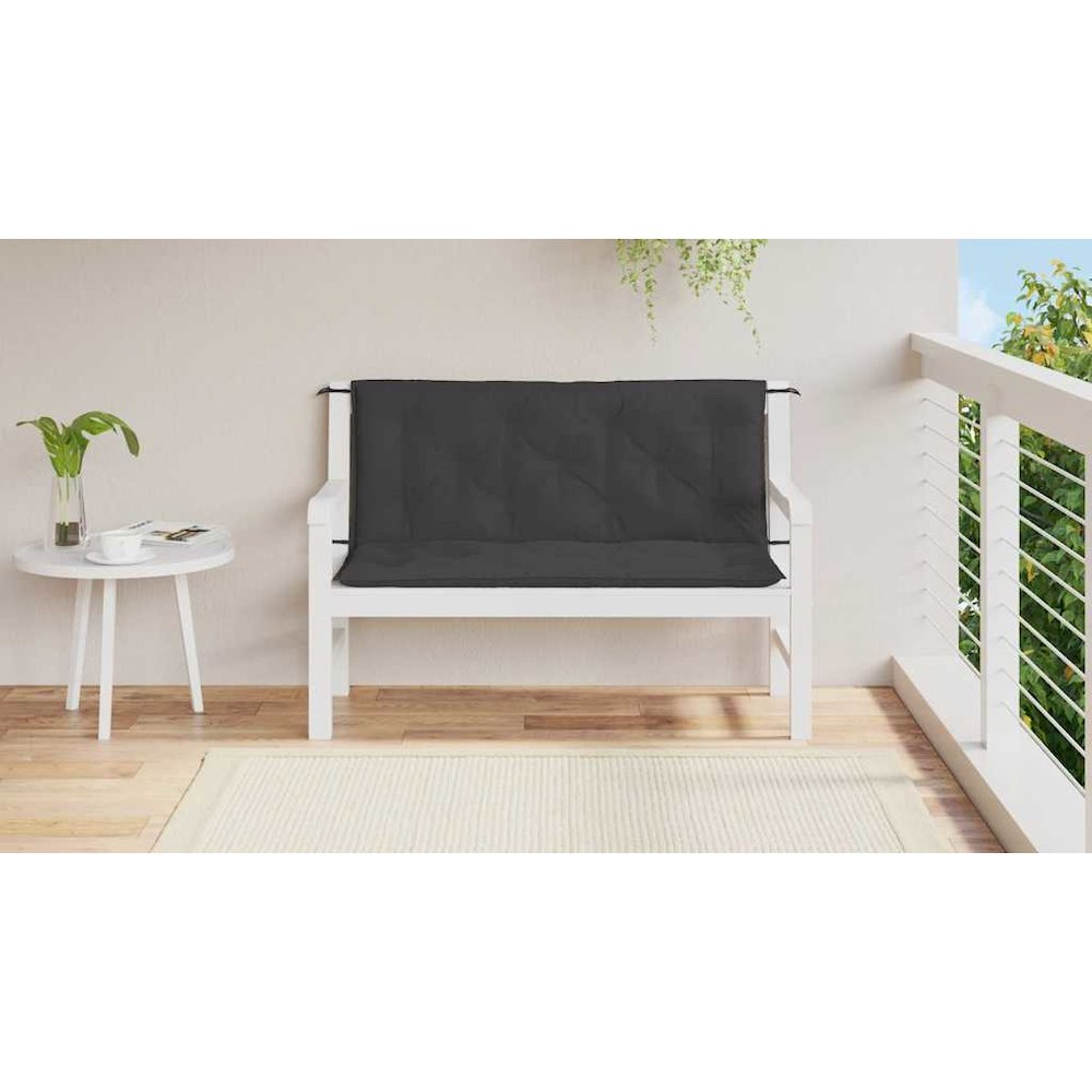 Garden Bench Cushion Set of 2 Black Oxford Fabric, 100% Polyester. Picture 3
