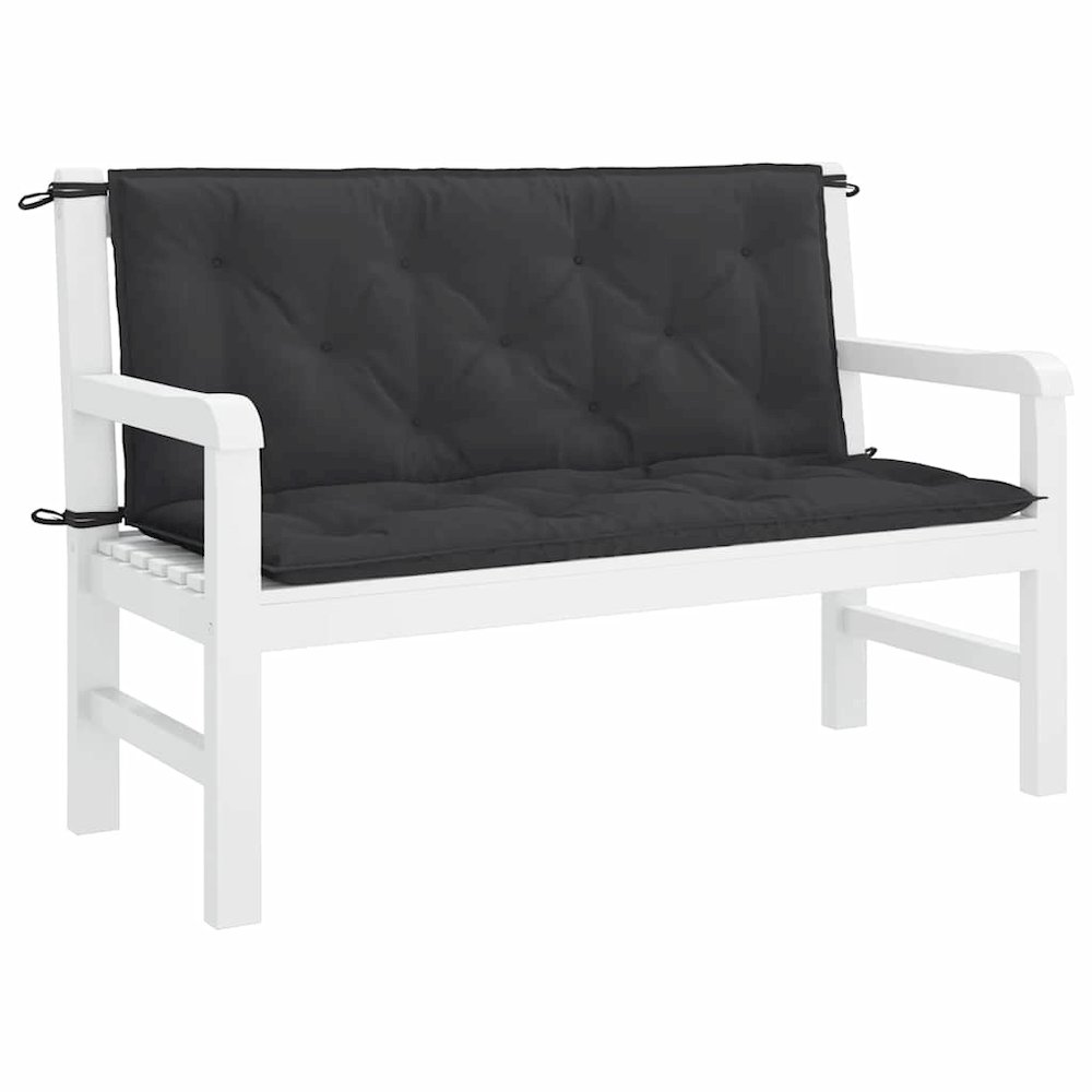 Garden Bench Cushion Set of 2 Black Oxford Fabric, 100% Polyester. Picture 5