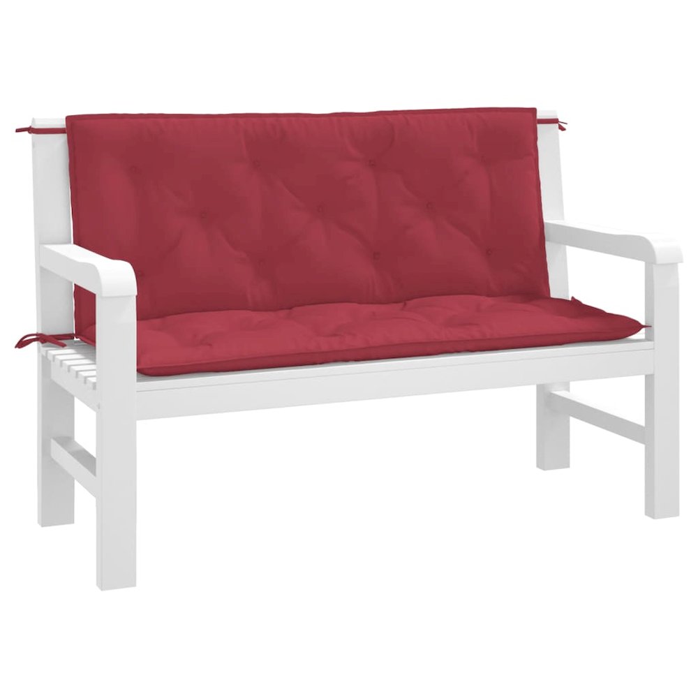 Garden Bench Cushion Set of 2 Wine Red. Picture 3