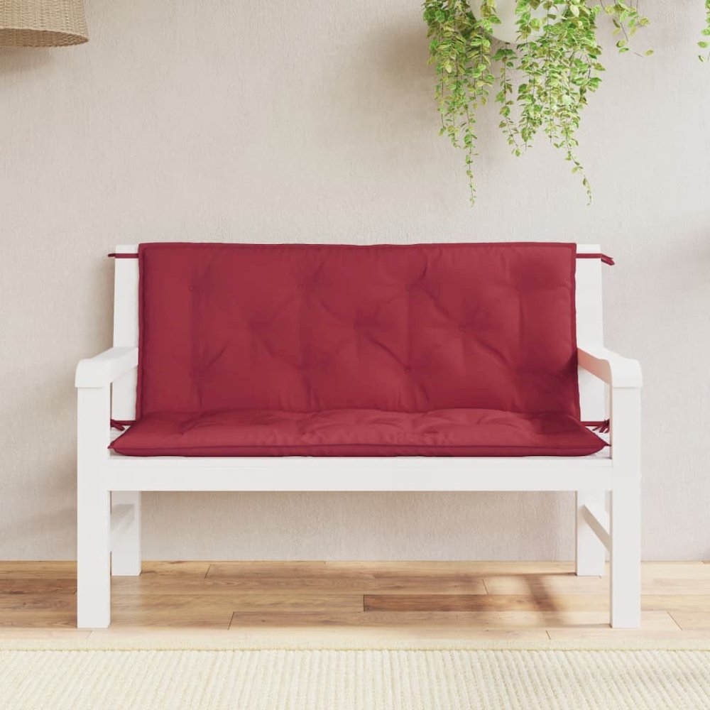 Garden Bench Cushion Set of 2 Wine Red. Picture 1
