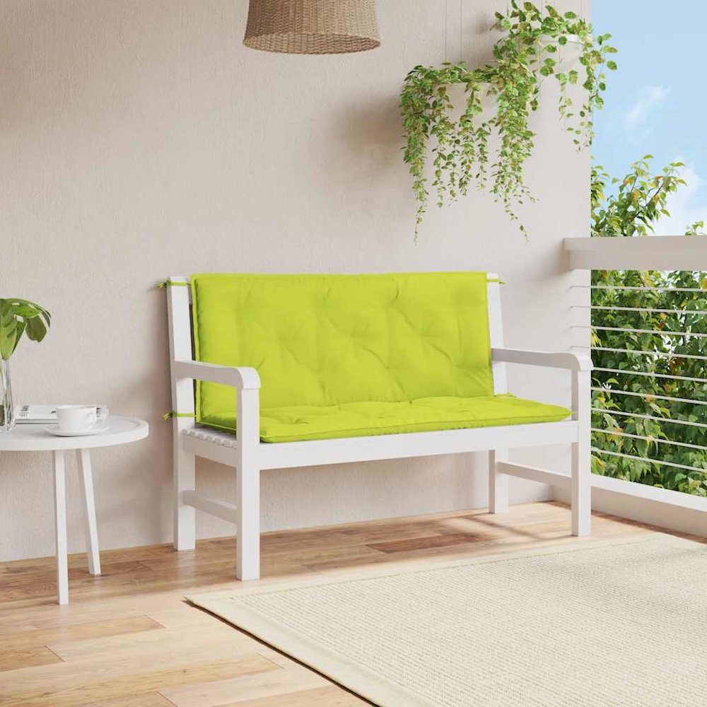 Garden Bench Cushion Set of 2 Bright Green. Picture 2
