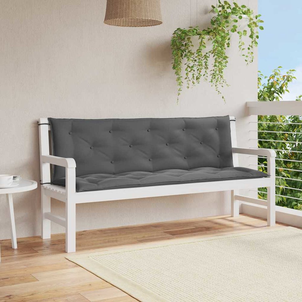 Garden Bench Cushion Set of 2 Anthracite. Picture 2