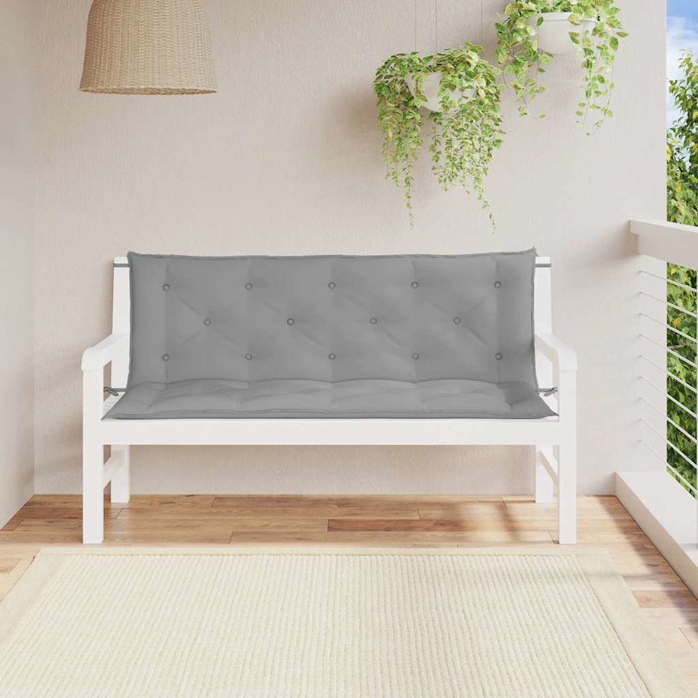Garden Bench Cushion Set of 2 Grey Oxford fabric (100% polyester). Picture 3