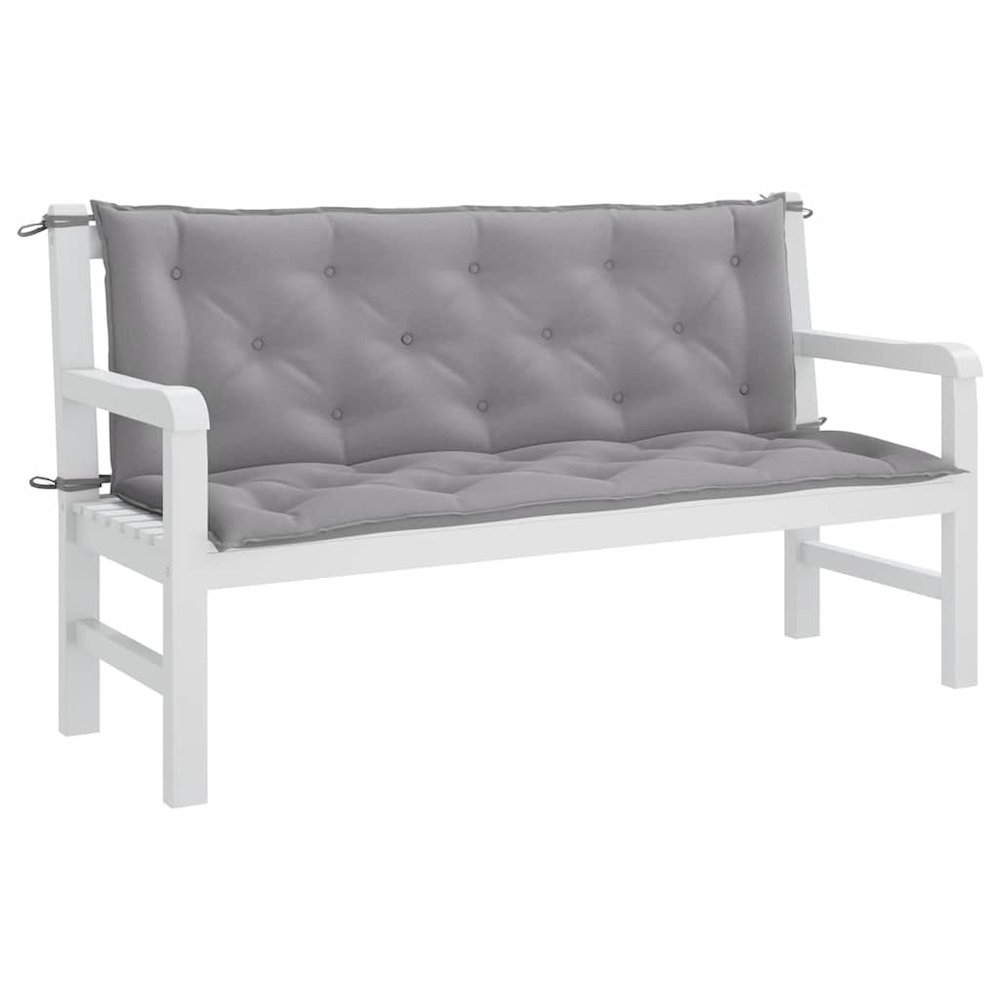 Garden Bench Cushion Set of 2 Grey Oxford fabric (100% polyester). Picture 5