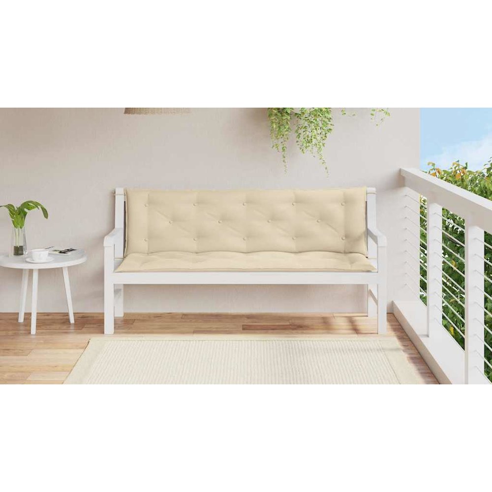 Garden Bench Cushion Set of 2 Beige Oxford fabric (100% polyester). Picture 3