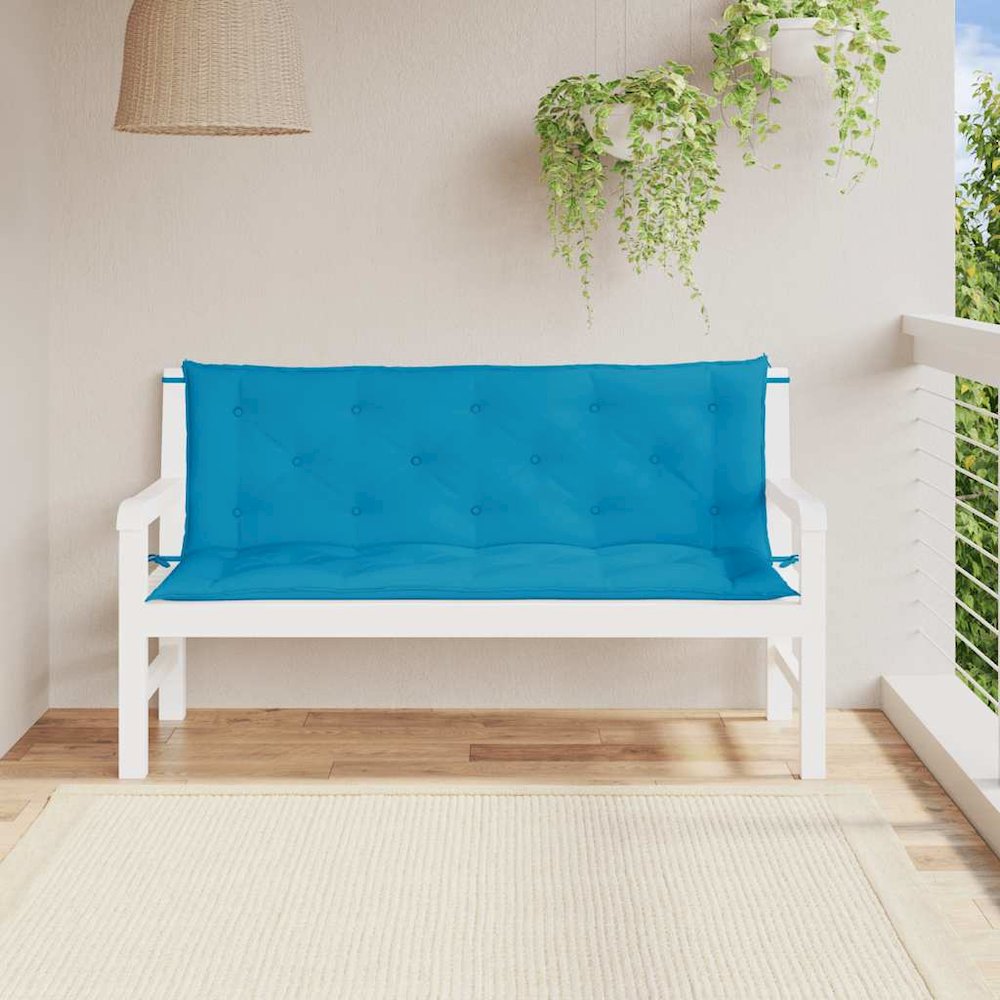 Garden Bench Cushion Set of 2 Light blue. Picture 3