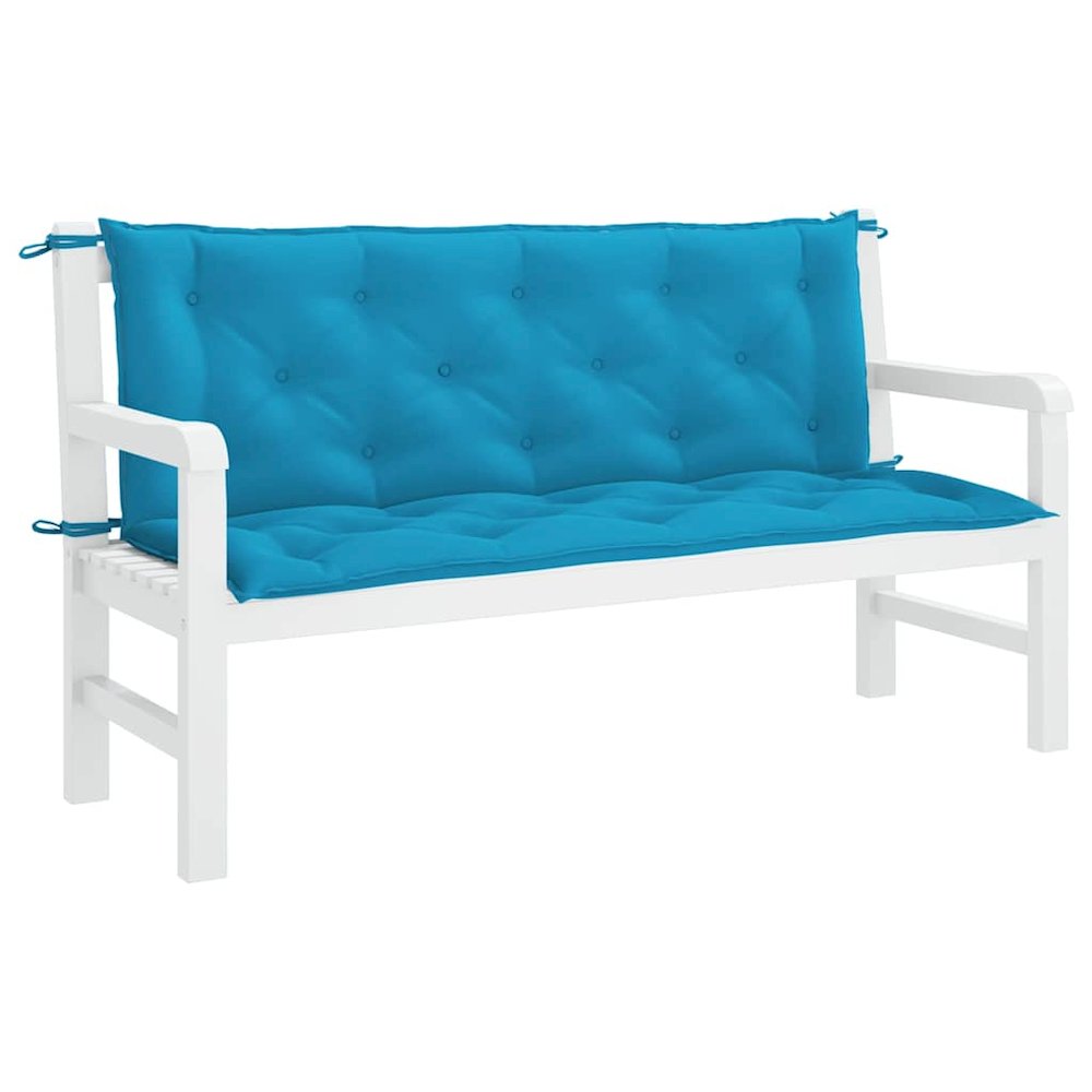 Garden Bench Cushion Set of 2 Light blue. Picture 5