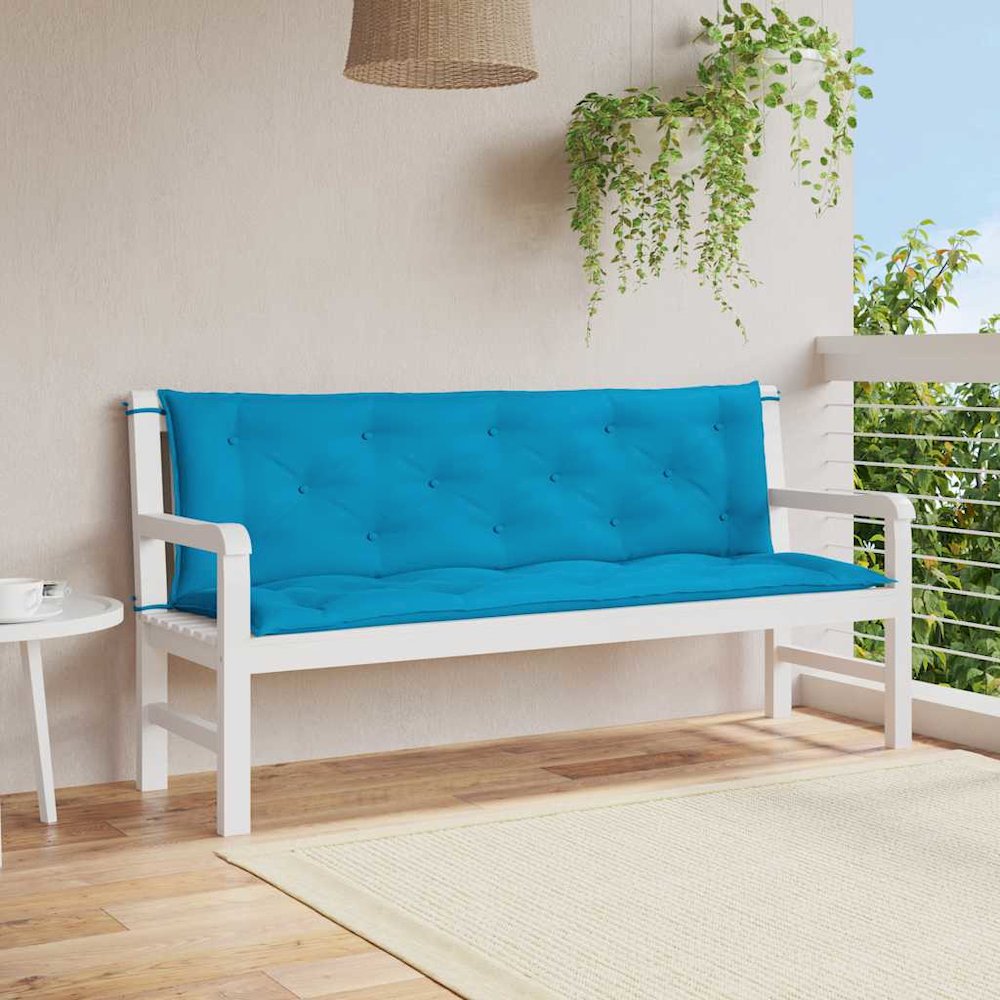 Garden Bench Cushion Set of 2 Light blue. Picture 2