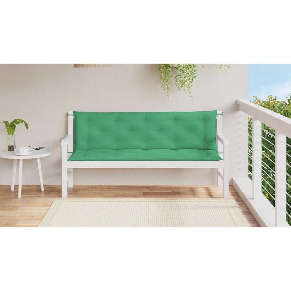 Garden Bench Cushion Set of 2 Green Oxford fabric (100% polyester). Picture 3