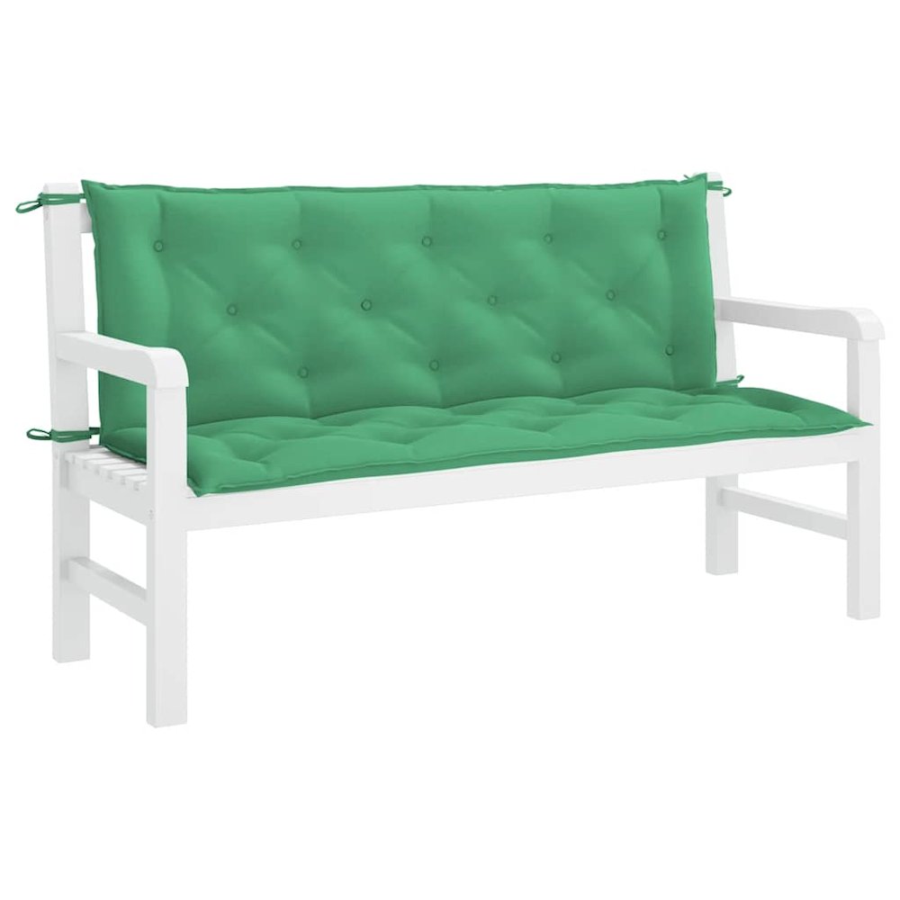 Garden Bench Cushion Set of 2 Green Oxford fabric (100% polyester). Picture 5