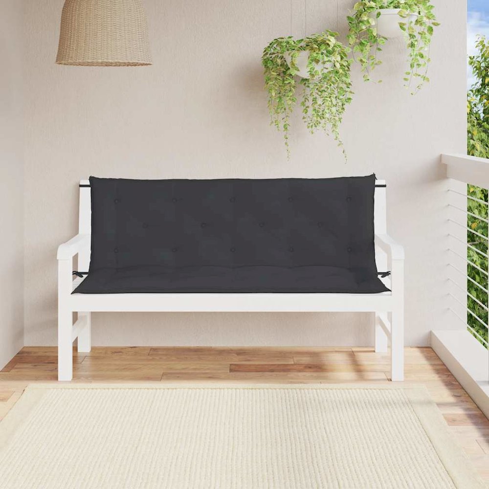 Garden Bench Cushion Set of 2 Black Oxford fabric (100% polyester). Picture 3