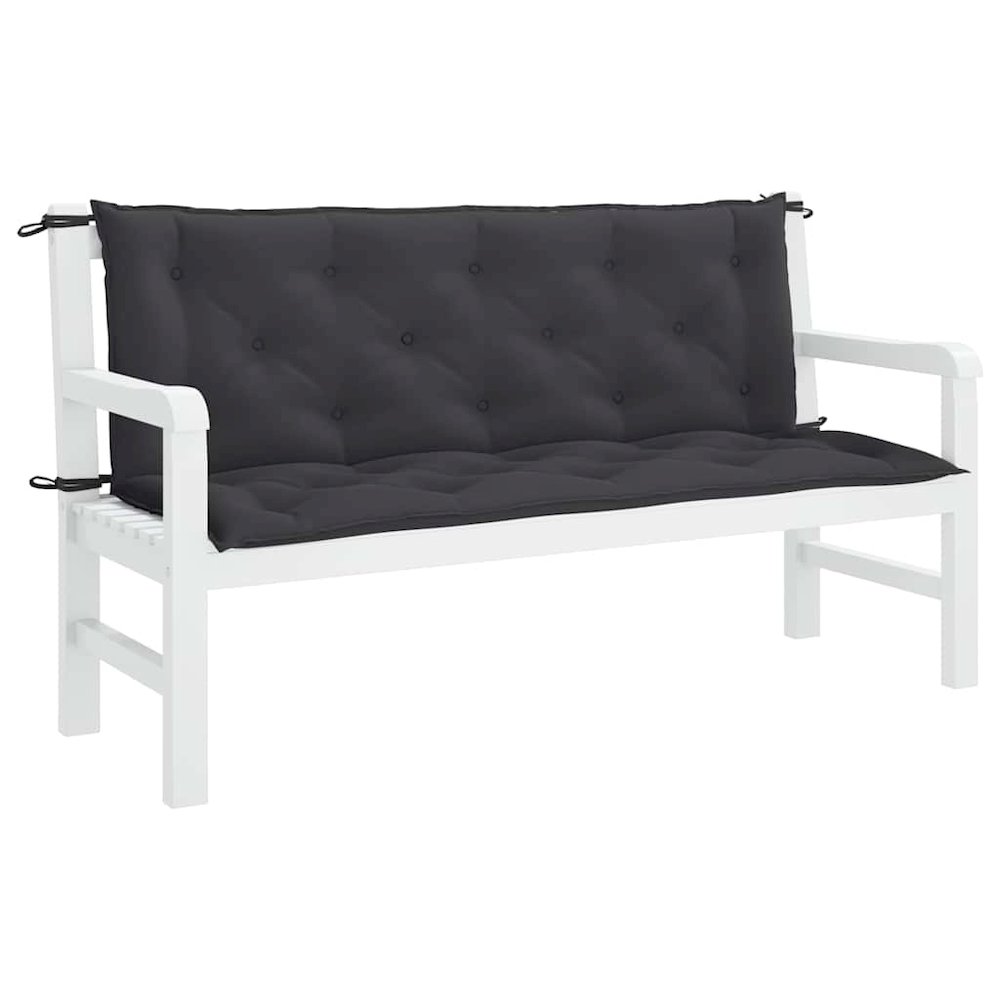 Garden Bench Cushion Set of 2 Black Oxford fabric (100% polyester). Picture 2