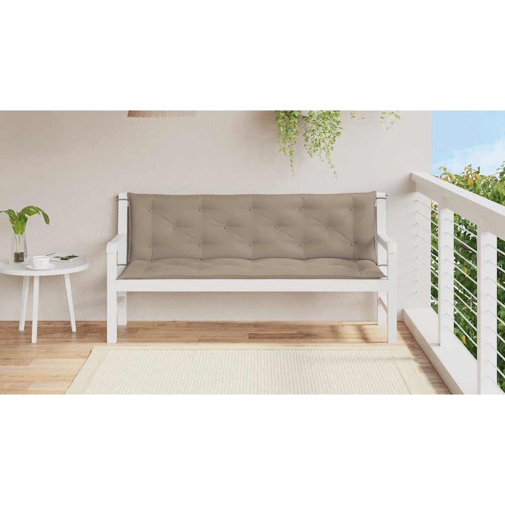 Garden Bench Cushion Set of 2 Taupe Oxford Fabric (100% polyester). Picture 3