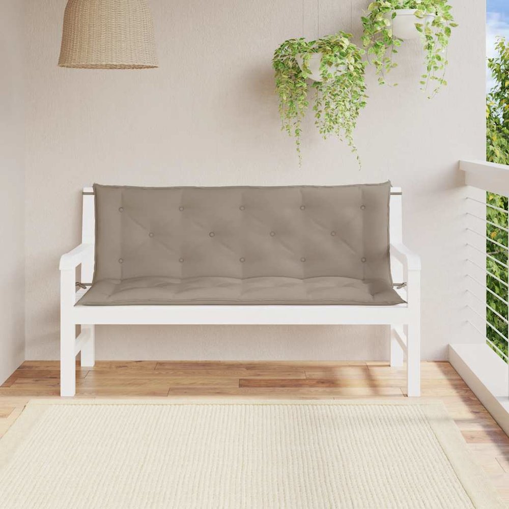 Garden Bench Cushion Set of 2 Taupe Oxford Fabric (100% polyester). Picture 5
