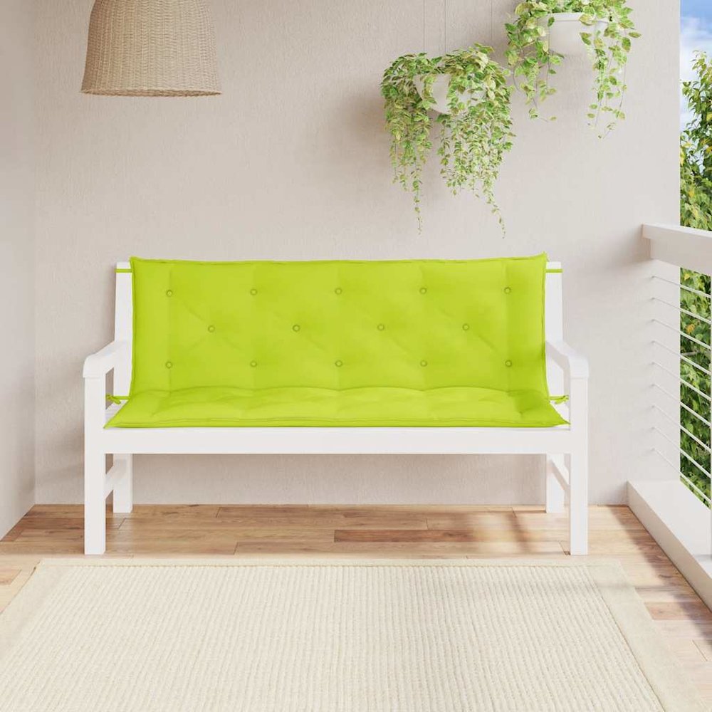 Garden Bench Cushion Set of 2 Bright green. Picture 3
