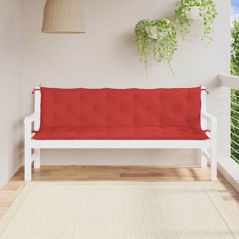 Garden Bench Cushion Set of 2 Red Oxford fabric (100% polyester). Picture 3