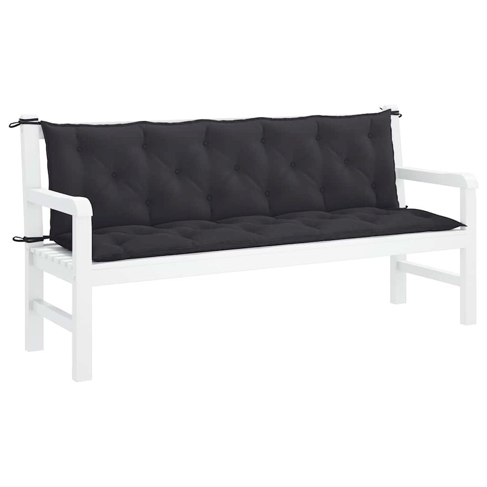Garden Bench Cushion Set of 2 Black Oxford fabric (100% polyester). Picture 5