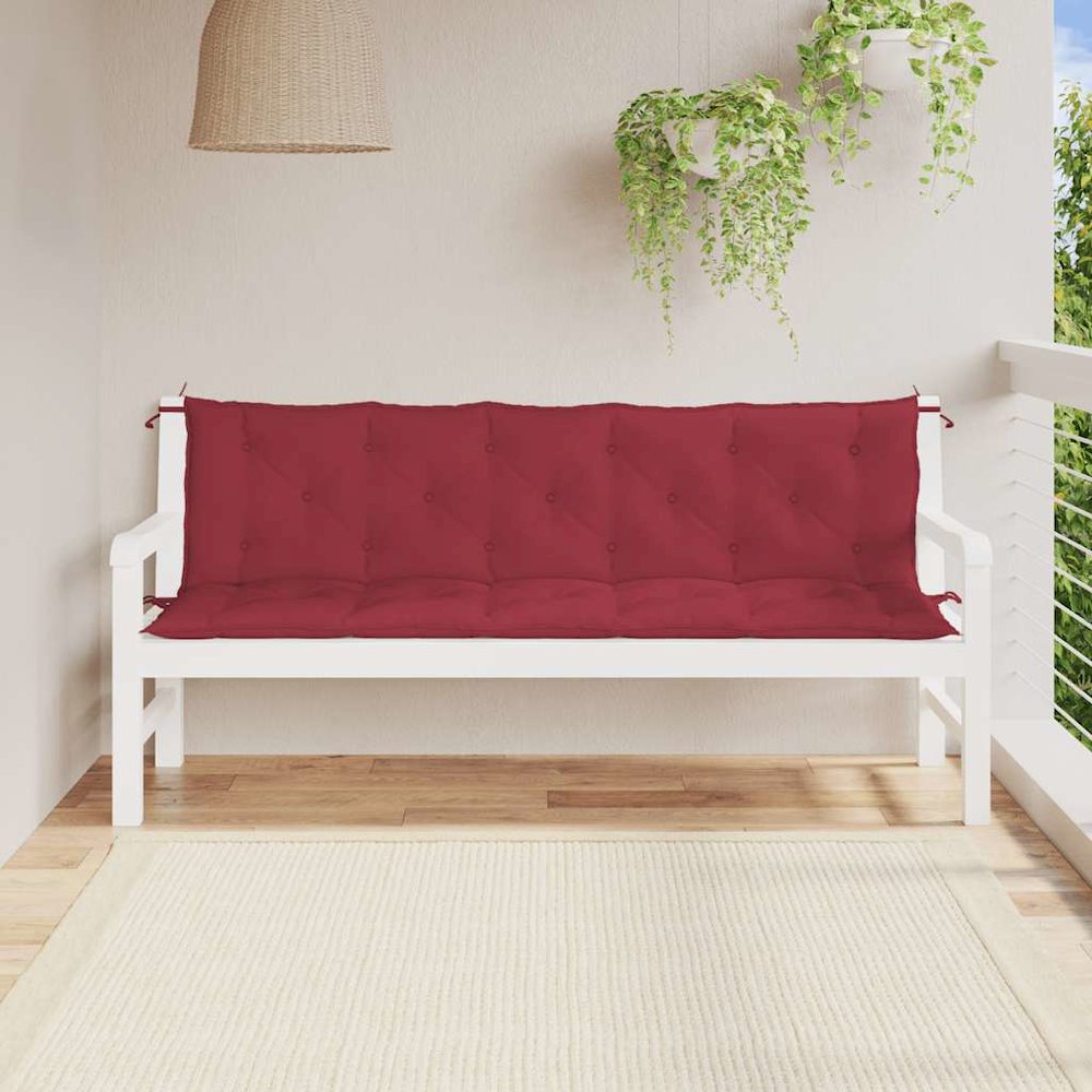 Garden Bench Cushion Set of 2 Wine red Oxford fabric, Hollow fiber. Picture 3