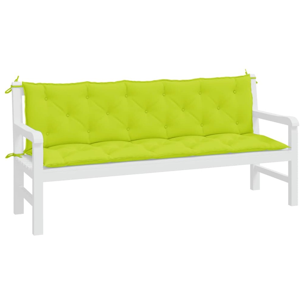 Garden Bench Cushion Set of 2 Bright green Oxford fabric Large. Picture 3