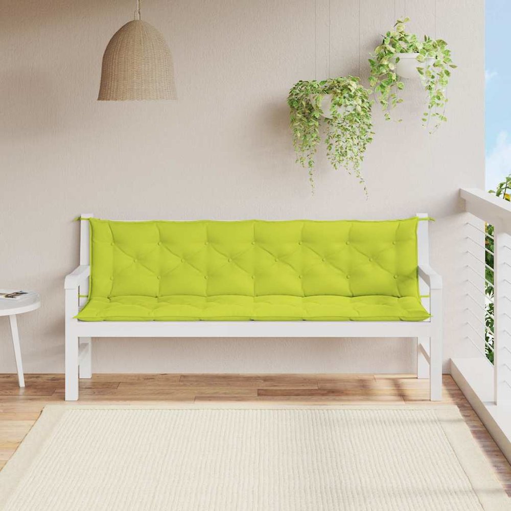 Garden Bench Cushion Set of 2 Bright Green. Picture 3