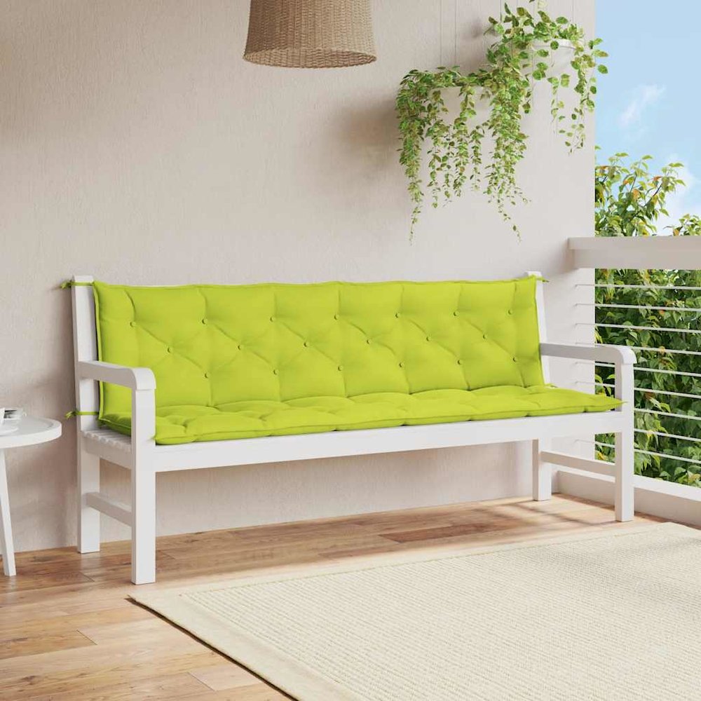 Garden Bench Cushion Set of 2 Bright Green. Picture 2