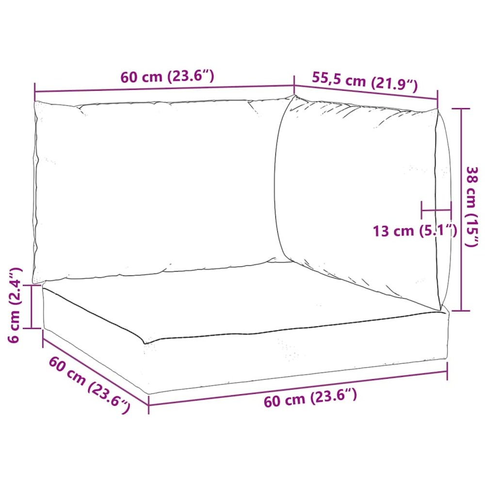 Pallet Cushion Grey Oxford fabric Set of 3 Rectangular Modern. Picture 10