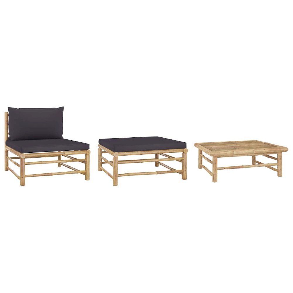 Garden Lounge Set Dark grey Bamboo, 100% polyester Standard. Picture 1
