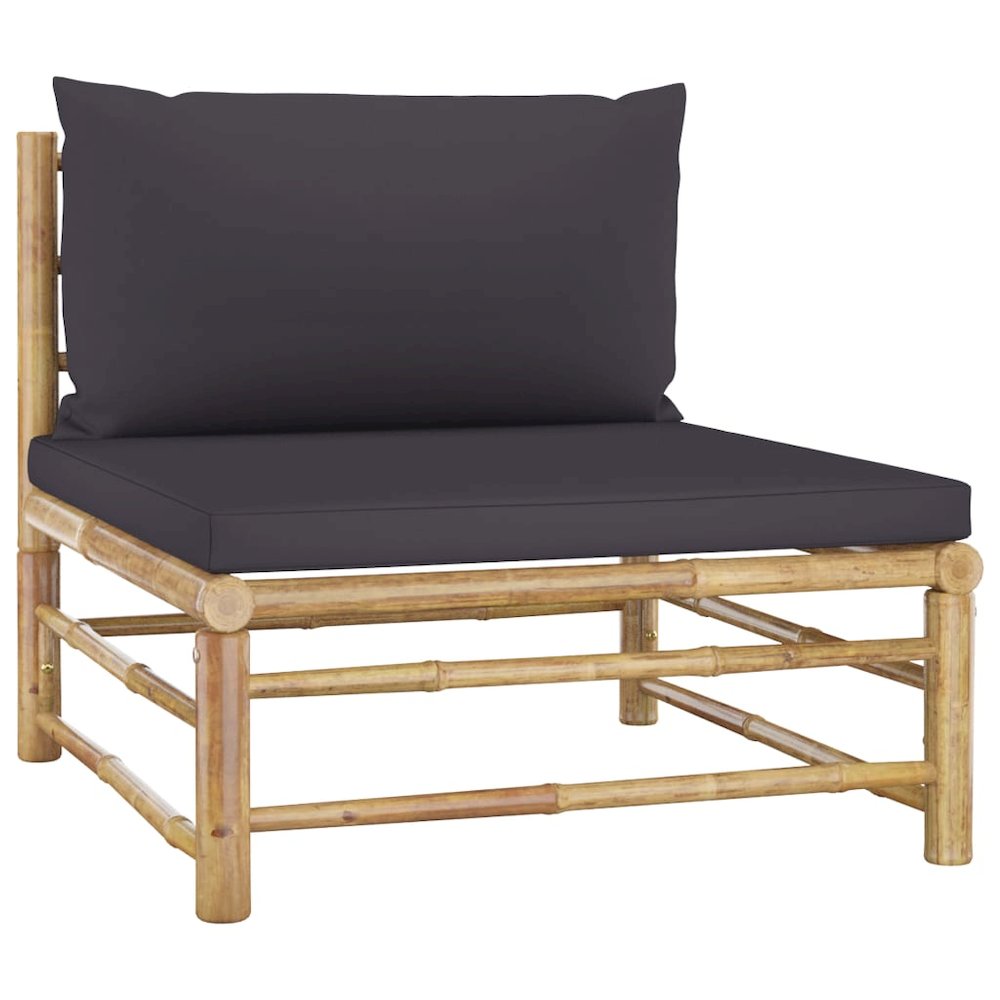 Garden Lounge Set Dark grey Bamboo, 100% polyester Standard. Picture 2
