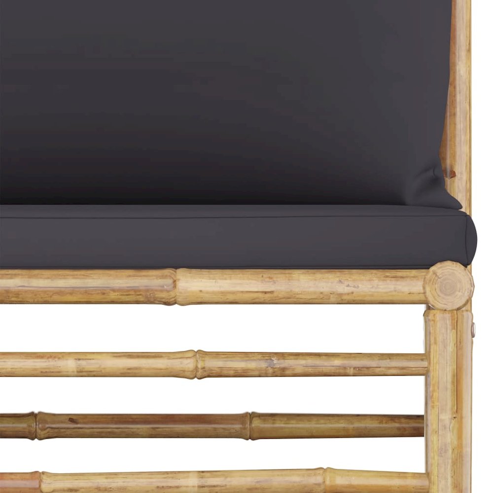 Garden Lounge Set Dark grey Bamboo, 100% polyester Standard. Picture 3