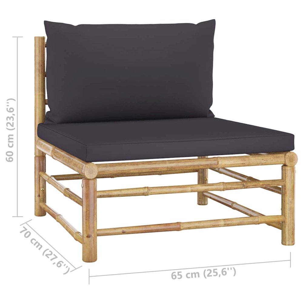 Garden Lounge Set Dark grey Bamboo, 100% polyester Standard. Picture 8