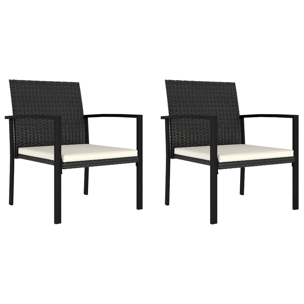 Dining Chair Set of 2 Black and Cream. Picture 1