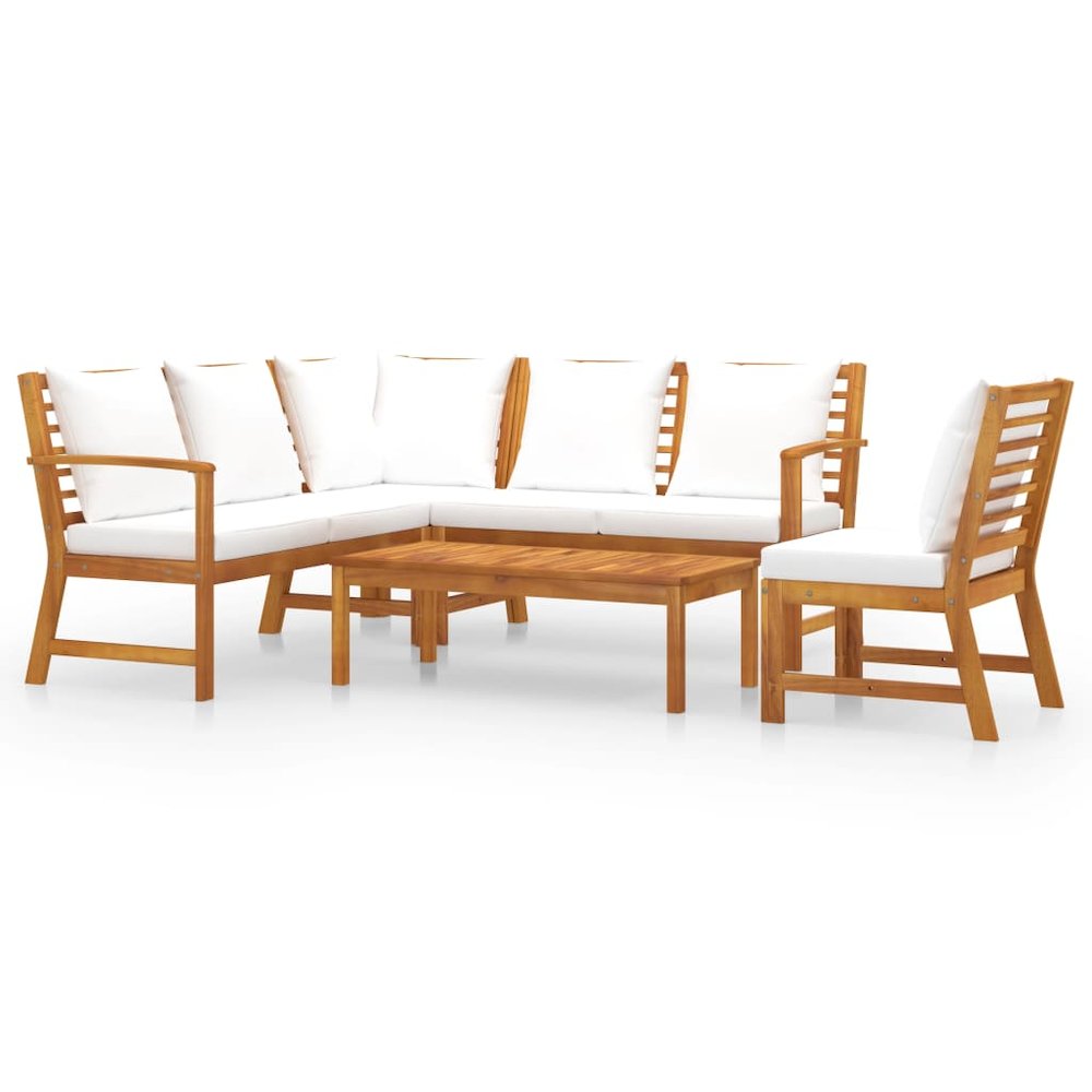 Bookshelf Board Cream Solid acacia wood 5 piece set. Picture 2