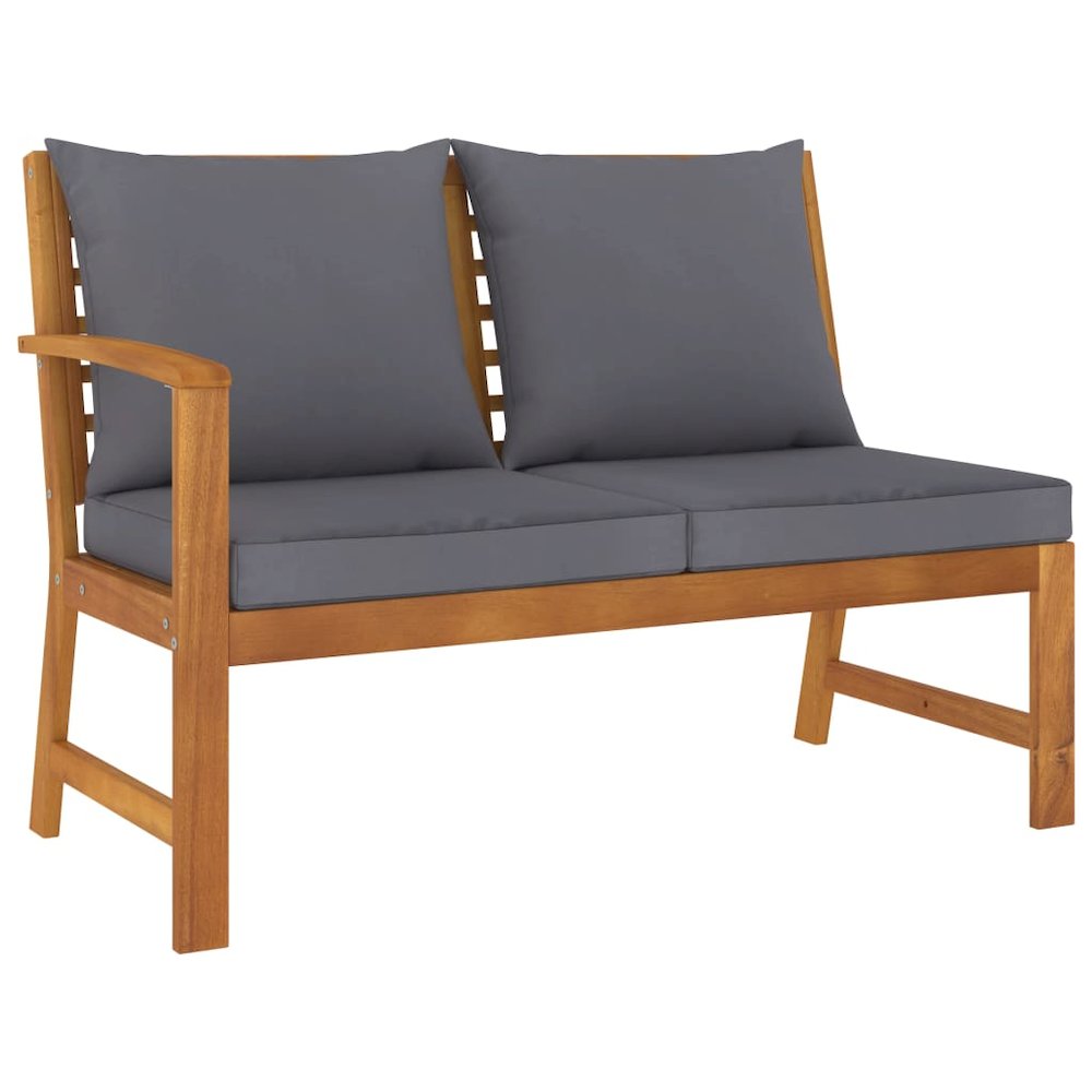 Garden Lounge Set Dark Grey, Natural Wood. Picture 5