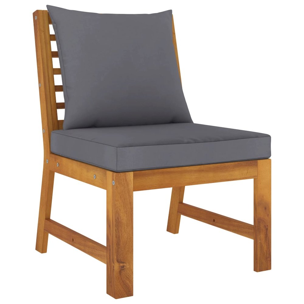 Garden Lounge Set Dark Grey, Natural Wood. Picture 7