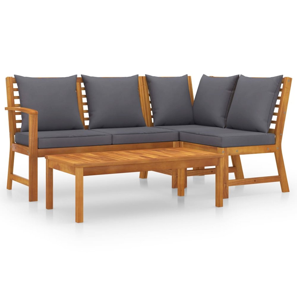 Garden Lounge Set Dark grey, Wood Solid Acacia wood, Polyester. Picture 2