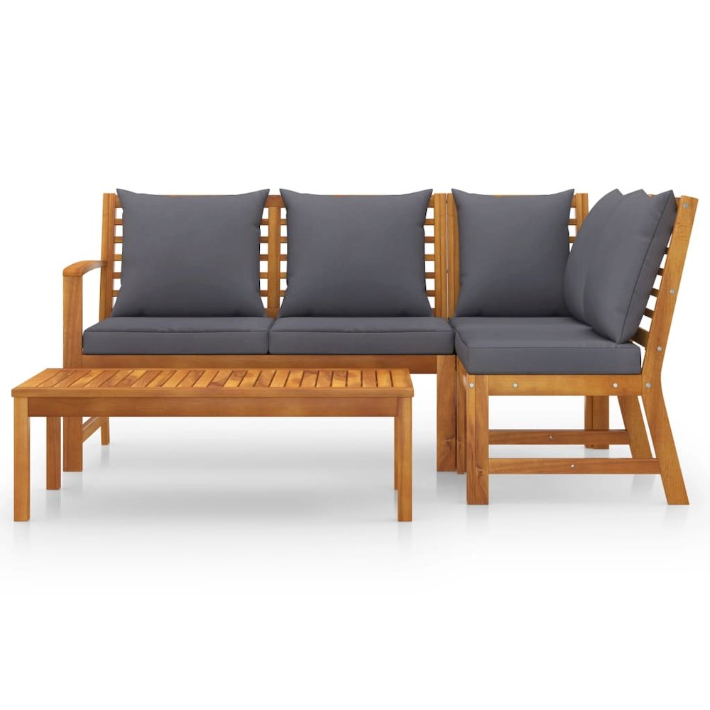 Garden Lounge Set Dark grey, Wood Solid Acacia wood, Polyester. Picture 3