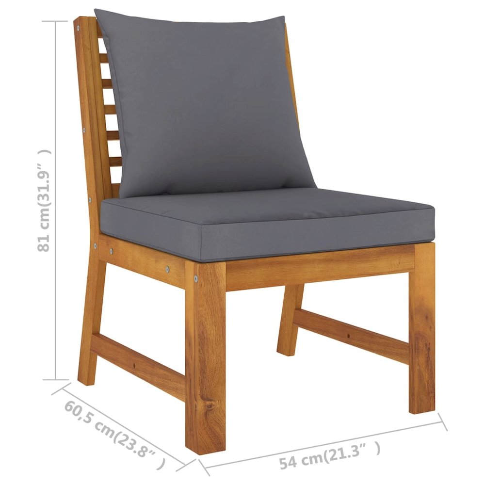Garden Lounge Set Dark grey, Wood Solid Acacia wood, Polyester. Picture 12