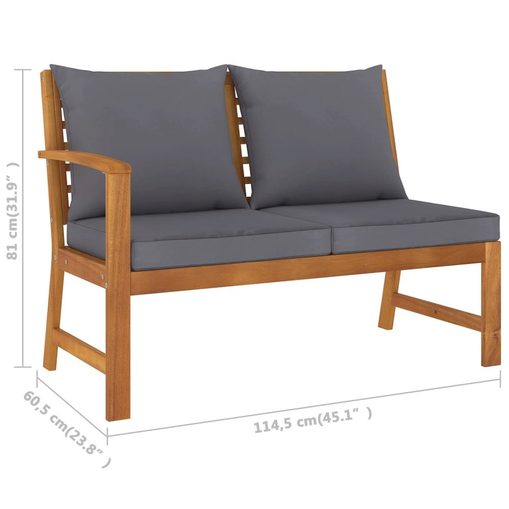 Garden Lounge Set Dark grey, Wood Solid Acacia wood, Polyester. Picture 10
