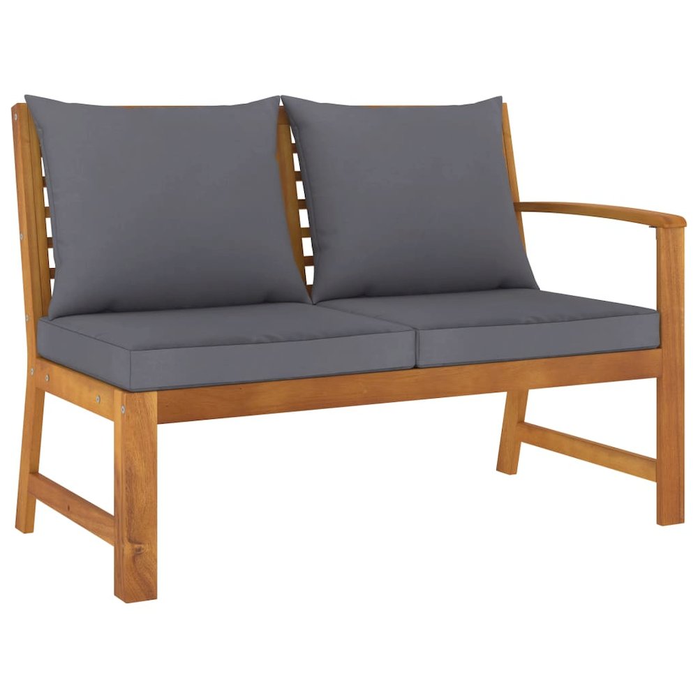 Garden Lounge Set Dark grey Solid acacia wood, Polyester Medium. Picture 5