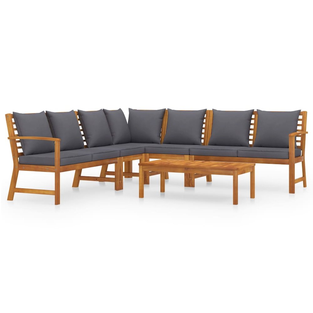 Garden Lounge Set Dark grey Solid acacia wood Medium Modular. Picture 2