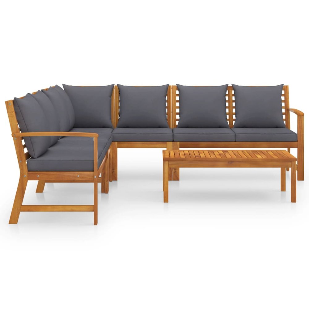 Garden Lounge Set Dark grey Solid acacia wood Medium Modular. Picture 3